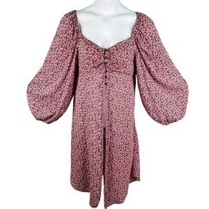 Anthropologie Bucketlist Women L Boho Maxi Top Smocked Back Bishop Sleeve Blouse